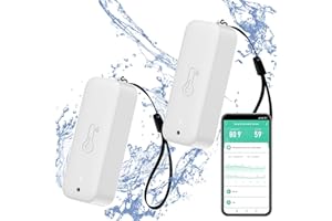 PHOVOLT Smart igrometro termometro: misuratore impermeabile di umidità e sensore di temperatura con notifica di allarme app, sensore WiFi automagnetico per interni ed esterni, compatibile Alexa 2PCS
