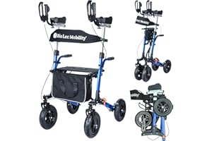 BIO-LEC HEALTH SYSTEMS MobiWalk® Upright Rollator Walker | 4 Wheeled Folding Mobility Walker | Walking Frame for Elderly | Mobility Aids for Walking | Walking Aids with Wheels | Improves Posture | Bio-Lec Mobility (Blue)