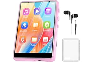 ZAQE 64 GB Reproductor MP3 Bluetooth 5.3, 2,4" Ecrã Tátil MP3 Reproductor Portátil com Altifalante Interior, Gravador De Voz, rádio FM, Suporte até 128GB (Rosa)