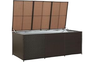 Tidyard Baule da Giardino Impermeabile in Rattan Nero/Marrone/Grigio,Cassapanca Contenitore da Giardino per Esterno Impermeabile in Rattan,Cassapanca Contenitore Esterno 180x90x75 cm