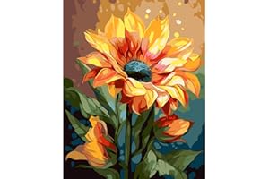 JATOK Paint by Numbers Kits for Adults, Painting Kits for Beginners On Clear Symbols Colored Canvas, Easy DIY Acrylic Pigment Drawing Paintwork for Home Wall Decor, 16x20in Frameless, Sunflowers