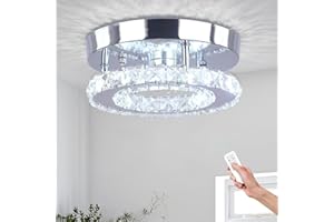 YPQXYHDA Mini Crystal LED Chandelier Dimmable Flush Mount Ceiling Light Energy Saving Modern Round Fixture for Kitchen,Bedroom,Dining Room,Hallway Lounge