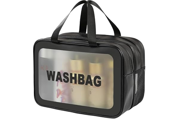 Q-WOOFF Trousse De Toilette Voyage Pour Homme Et Femme, Séparation Sèche Et Humide, Grande Capacité (Noir, L)
