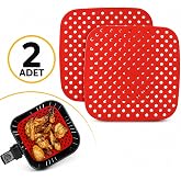 Renkli Isıya Dayanıklı Yıkanılabilir Silikon Fırın Ve Airfryer Kare Pişirme Matı 21,5 Cm 2 Adet