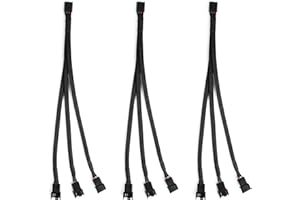 Aypzuke Paquete de 3 cables divisores de ventilador PWM de 1 a 3 (4 pines + 3 pines)