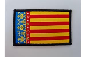 MateyCo Parche con Velcro Comunidad de Valencia La Senyera,Tejida oficial 8 cm x 5 cm para Mochila, Chaleco, Gorras. Parche para Ropa Militar y Motera (Valencia)
