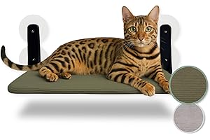 PiuPet® Hamaca gato ventana – Cama colgante para gatos con ventosas fuertes y marco de acero I Hamaca plegable y reversible 2 en 1 para verano e invierno I Cama gato grande hasta 20 kg (verde, grande)