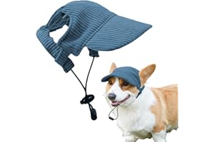 GUSXPPD Casquette De Baseball pour Chien, Réglable Chapeau pour Chiens avec Trous pour Oreilles, Chapeau De Soleil D'éTé pour Chiots en Velours CôTelé pour Animaux De Compagnie (Bleu, S)