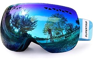 Supertrip Ski Goggles Over Glasses UV400 Anti-fog Skiing/Snowboard Goggles for Men & Women Professional Snowmobile Skate Goggles