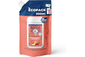Le Petit Marseillais | Recharge Gel Douche Extra Doux Pêche Blanche Bio & Nectarine Bio (écopack de 500 ml) – 92% d'ingrédients d'origine naturelle – pH neutre pour la peau et sans colorant