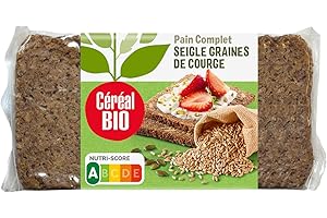 Céréal Bio Pain Complet de Seigle aux Graines de Courge Bio - Riche en Fibres - Idéal pour le Petit-Déjeuner - 500g (7 tranches) - 203577