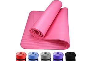 WOODSBRO Yoga Mat NBR Fitness Foam 10mm Thick Exercise Mat comfortable for Home Gym Pilates Yoga Meditation Workout