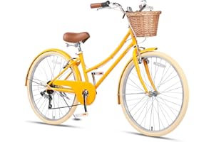 Glerc Missy 20" 24" 26" pollici Girl Cruiser 6 speed Hybrid city bike per bambini sopra i 6 anni con cestino in vimini leggero, vari colori