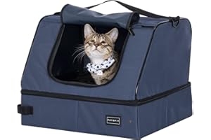 Petsfit Składana kuweta podróżna dla kota z pokrywką, przenośna, wodoodporna i łatwa do szorowania, niebieska, 44 cm x 33 cm x 34 cm