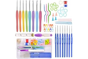AIRFUL 53 Pezzi Uncinetti Set, Ferri Uncinetto Ergonomici Manico Morbido Aghi di Crochet con Scatola Portatile, Maglia Uncinetto Attrezzo Domestico, Tool Set Kit per Ferri da Maglia