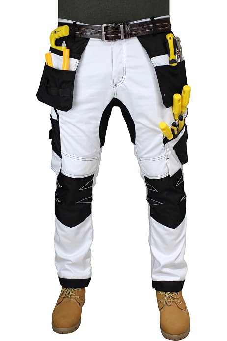 Pantalon Cargo Ausuky Pour Peintres Et Bricoleurs - Avec Poches Genouillères | Taille Élastique, Polyester Résistant