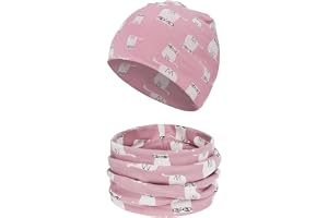 Aolso Baby stickad mössa set + slinga, mössa och halsskydd set för barn, pojkar och flickor, mjuk bomullsmössa för barn, mössa och halsduk, halsdukar för höst
