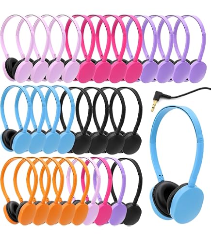 Yoley Kids Headphones Bulk 6 Pack - Multi-Colored On-Ear Headphones For School, Classroom, Students, Teens & Adults