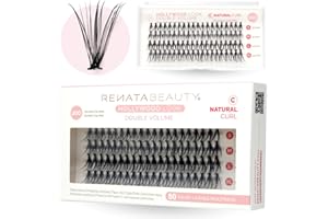 RB RENATA BEAUTY Renata Beauty 20D DOBLE Volumen Extensión de Pestañas Postizas Individuales [C Curl] – Multipack de 80 Abanicos de 10-14mm – Pestañas Individuales Volumen Ruso para Aplicar en Casa