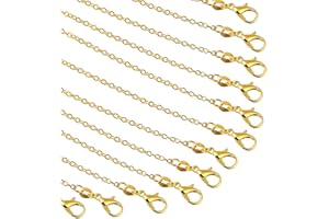 FOKELYI Necklace Extender Gold Plated 925 Sterling Silver, 26 Pack Necklace Chains DIY Chains Bulk Link Necklace with Lobster Clasps for Necklace Making Bracelet Extension (18Inches 1.5mm)
