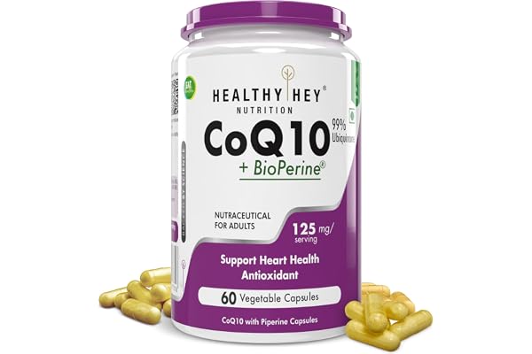 HealthyHey Nutrition High Absorption CoQ10 with BioPerine-125mg -Pack of 60 Capsules