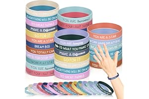 Chunyin 32 Pcs Motivational Silicone Wristbands Inspirational Rubber Bracelets Gifts for Students