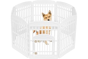 IRIS OHYAMA IRIS USA - Box per animali domestici a 8 pannelli con porta, per cani di taglia media e grande, mantiene gli animali domestici al sicuro, facile da montare, pieghevole, facile da riporre,