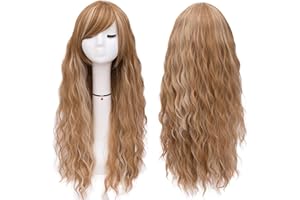 ‎MILDISO Perücke Blond Damen Lang Locken Perücken mit Pony für Frauen/Mädchen/Synthetik Kunsthaar Natürliche Perrucken Party/Kostüm Wig DE001XA