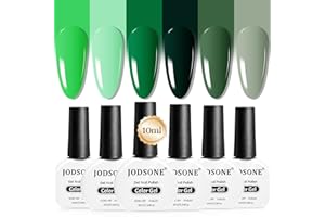 JODSONE 10ml Vernis à ongles gel vert Set de 6 vernis à ongles en gel Set de manucure en neutre pour la collection de de la Saint-Patrick.