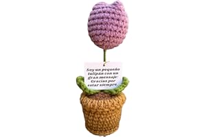 Infinitliving Regalos Originales Tulipán de Ganchillo Hecho a Mano - Mensaje de Agradecimiento – Incluye Bolsita para Regalo - Cumpleaños, Aniversario, Detalle Especial Pareja, Amiga/Amigo.