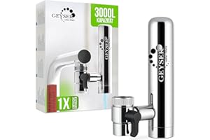 GEYSER WATER FILTERS GEYSER EURO Wasserfilter für Wasserhahn Küche Armatur, für Leitungswasser mit Karutschen aus Einzigartigem Material Aragon, Hocheffizientes Wasser-Filtersystem (Inklusive 3000L-Kartusche)