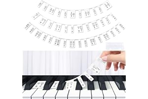 CAINCAY Autocollant Pour Clavier De Piano, 88 Touches En Silicone Clavier De Piano Amovible éTiquettes De Partition, Touches De Piano Autocollants Pour Apprendre Les Enfants DéButants