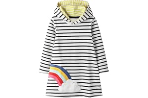 FILOWA Sukienka z kapturem dla dziewczynek, sukienka z kapturem, bawełna, paski, cekiny, haft, długi rękaw, bluza z kapturem, na czas wolny, wiosnę i jesień, modna sukienka dla dzieci w wieku 2-7 lat