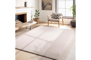 ‎HOMEBYHOME HomebyHome Teppich Wohzimmer 160x230cm Beige Waschbarer Kurzflor Teppiche Einfarbig Design-Küchenteppich Waschbar rutschfest Extra Weich Flauschiger Teppiche für Schlafzimmer, HH-SKY1602305400BEIGE
