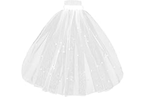TEAAHA Wedding Veil for Bride White Veils Bridal Short Bachelorette Veil with with Comb 1 Tier Rhinestone Elegant Tulle Layer Hair Clip for Women and Girls 38cm/15”