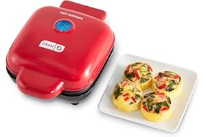 DASH DBBM450GBRD08 Deluxe Sous Vide Style Egg Bite Maker with Silicone Molds for Breakfast Sandwiches, Healthy Snacks or Desserts, Keto & Paleo Friendly, Red