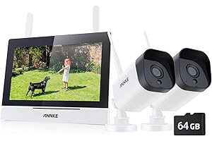 ANNKE Kit Videosorveglianza WiFi Esterno con 7" Monitor, 4CH 5MP NVR con Touch Screen IPS e 2 Telecamere IP 3MP Esterni, Visione Notturna da 100ft, Audio Bidirezionale, Rilevamento del Movimento