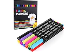 Bepilesto 12 Colours Fabric Pens Permanent for Clothes, Textile Paints Pen for White T-Shirt Canvas Bags Shoes