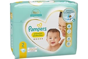 Pampers Newborn Mini Lot de 30 couches pour bébé Taille 2 (4 à 8 kg) Protection premium pour les peaux sensibles