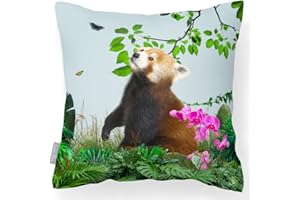 Izabela Peters Outdoor Cushions Waterproof, 43 cm, Filled Outdoor Cushion, Rare Red Panda - Duck Egg Blue, Garden Furniture Cushions, Outdoor Seat Cushions, Garden Chair Cushions