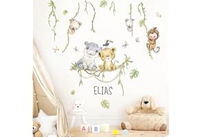 Little Deco Tatuaż ścienny zwierzęta z dżungli spersonalizowane z imieniem naklejka ścienna do pokoju dziecięcego safari liany naklejka ścienna pokój niemowlęcy dekoracja ścienna DL991-05