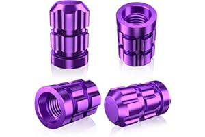 QUARKACE Tyre caps, Air Leakproof Tyre Dust Caps, Non-Fading Bright Color Valve Caps, Corrosion Resistant Coating Aluminum Tyre Caps 4 Pack - Purple