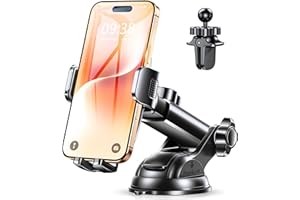 Glangeh [Agarre Superior Soporte Movil Coche [Cúpula de Succión Súper Potente & 360° Giratorio] - Suporte Telemovel Carro para Salpicadero/Parabrisas/Aire Ventilación. Compatible con Móviles de 4”-7”