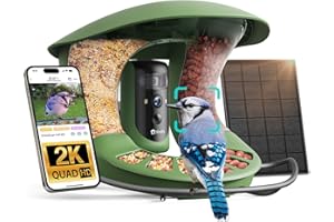 Birdfy 2 Smart Bird Feeder with Camera, Dual-Lens (2K+1080P) Camera for Live Streaming & Close-Up Photos, AI Identifies Bird Species, Solar-Powered, Perfect Garden Birdwatching Gift