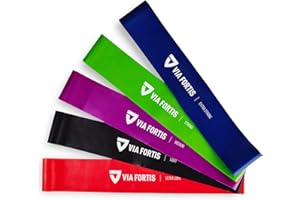 ‎VIA FORTIS Fitnessbänder Set - 5er Set Trainingsbänder inkl. deutscher Anleitung und Tragebeutel - 5x Fitnessband, Gymnastikband, Gummiband, Widerstandsband, Resistance Bands