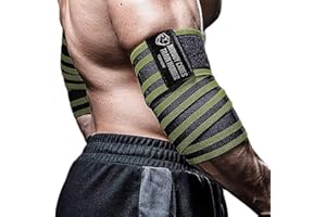 TAVIEW Coderas para Levantamiento de Pesas (1 par), Soporte elástico de Codo de 120cm y Levantamiento de Pesas de compresión, Fitness, Entrenamiento Cruzado y Entrenamiento de gimnasi