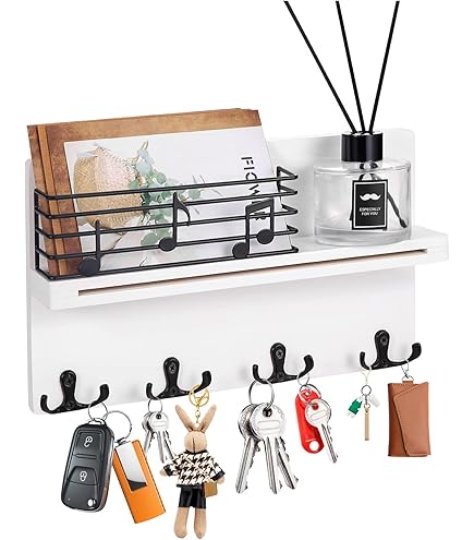 Porta Chiavi Da Muro Per Casa Regali Per Casa Nuova SWTYMIKI - Supporto Per Chiavi Da Parete, Con Magnete, In Legno, Rustico, Con Ganci Per Chiavi, Per Ingresso, Fango, Corridoio, Cucina, Soggiorno