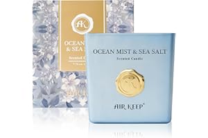 Airkeep Candela Profumata Ocean Mist & Sea Salt, Candela da 220 g con Durata di Bruciatura fino a 46 Ore, Candela in Cera Naturale per la Casa, Perfetta come Regalo per Uomini e Donne