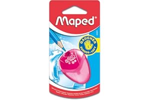 MAPED - Taille-crayon "I-GLOO" - Taille-crayon pour gaucher avec réservoir transparent - 1 trou - Couleur aléatoire,