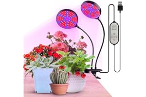 SPOPAL LED Grow Light for Indoor Plants, [156 LEDs] USB Plant Grow Lights Full Spectrum 2 Heads Grow Lamp with Timer, 5 Dimmable Level 3 Switch Modes and Adjustable Gooseneck for Seedlings and Succulents